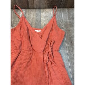 Maurices Women's Wrap Dress Size Medium Rust Orange Linen‎ Blend Summer